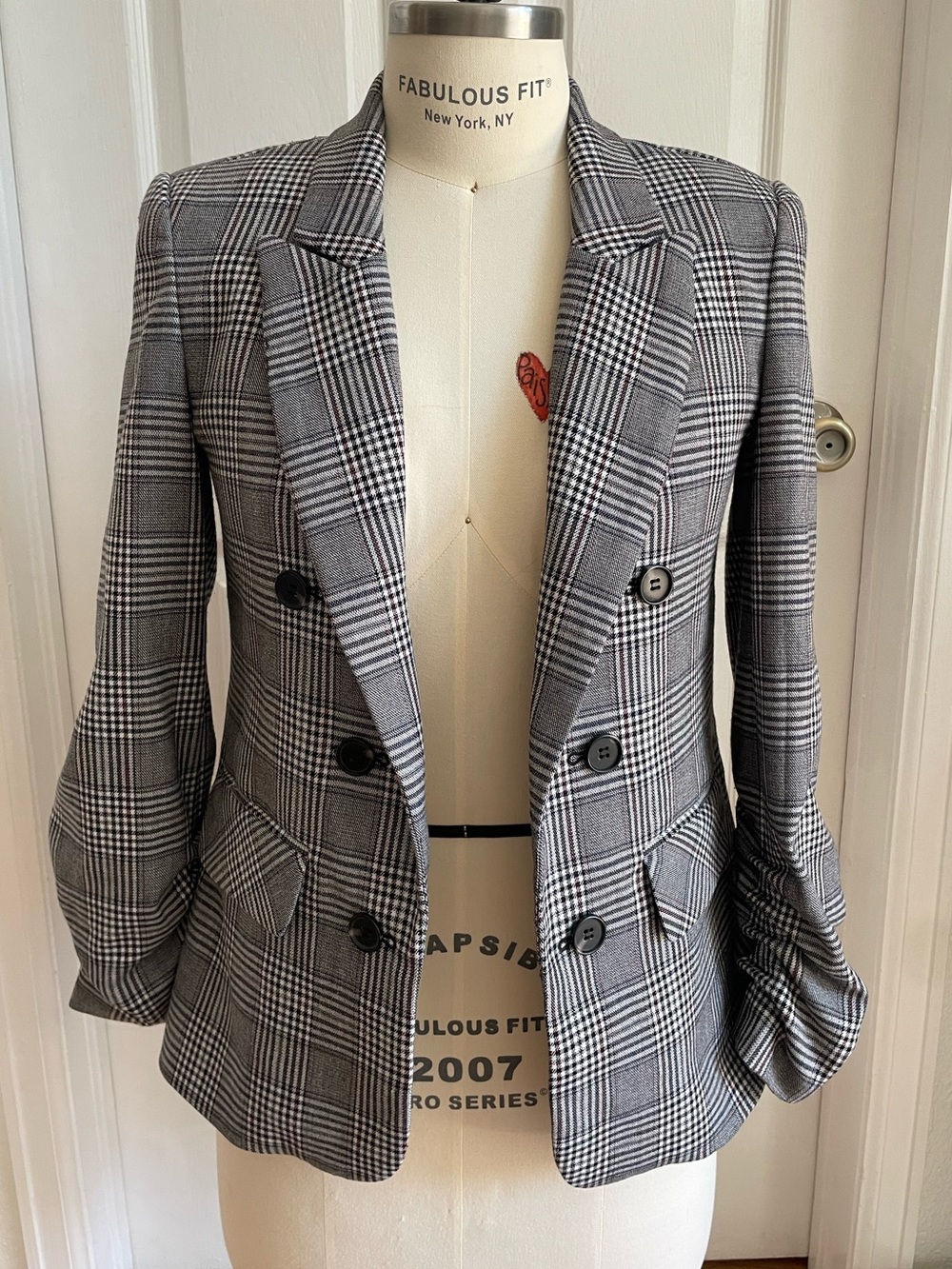 1. State Glen Plaid Double-Breasted Relaxed Blazer Size S